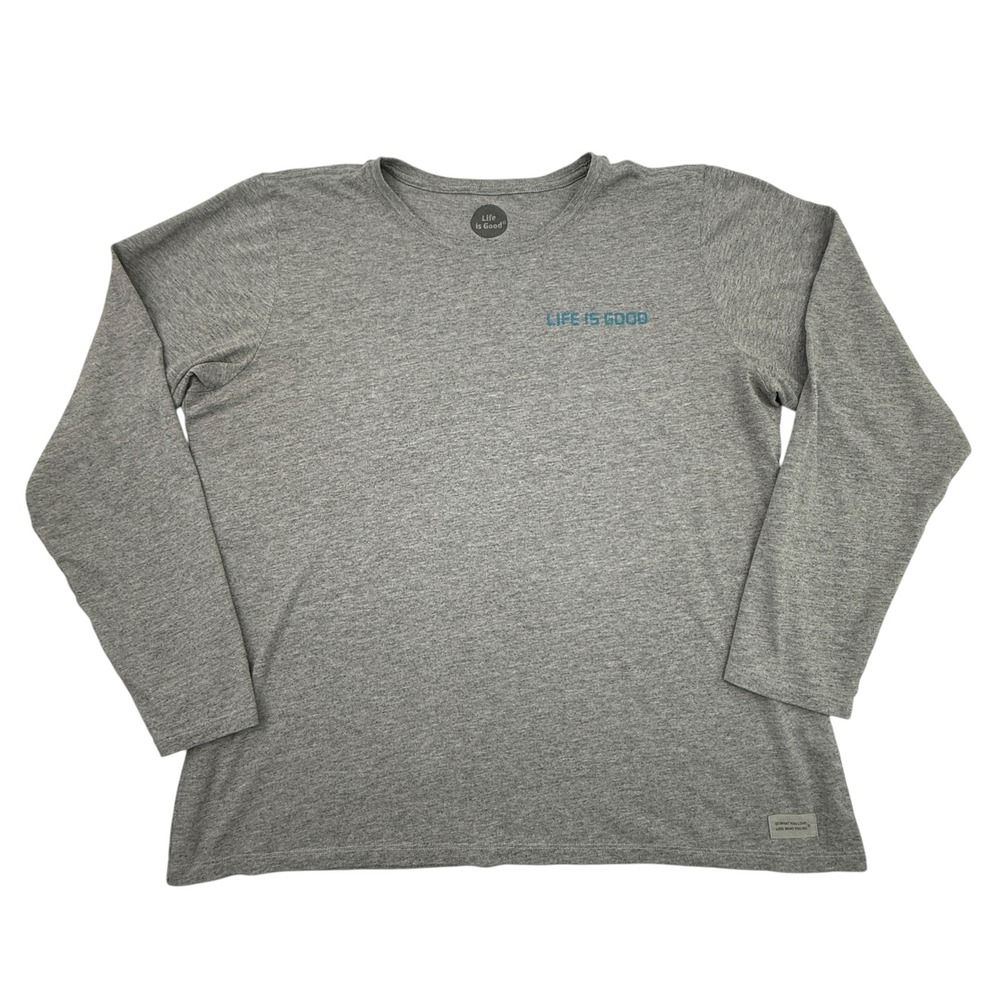 Life Is Good Crusher Tee‎ Women Extra Large Gray Sunset Graphic Long Sleeve XL